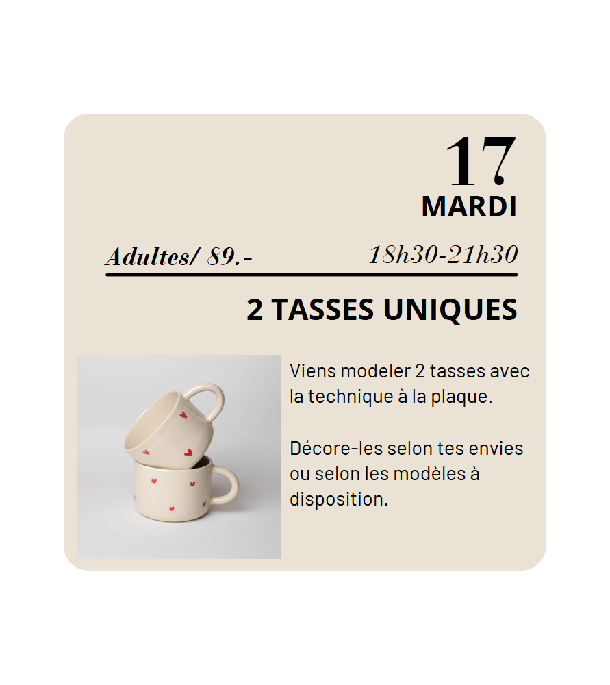 JUIN - 2 Tasses uniques JUIN - 2 Tasses uniques