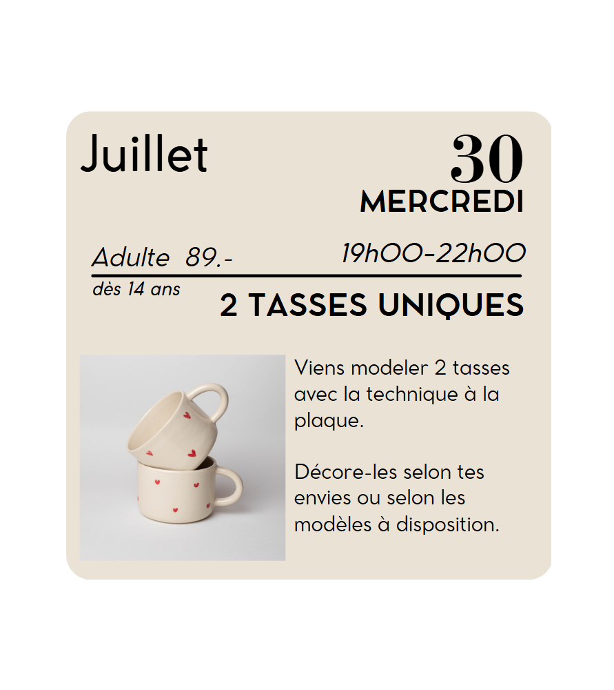 JUILLET - 2 tasses uniques JUILLET - 2 tasses uniques