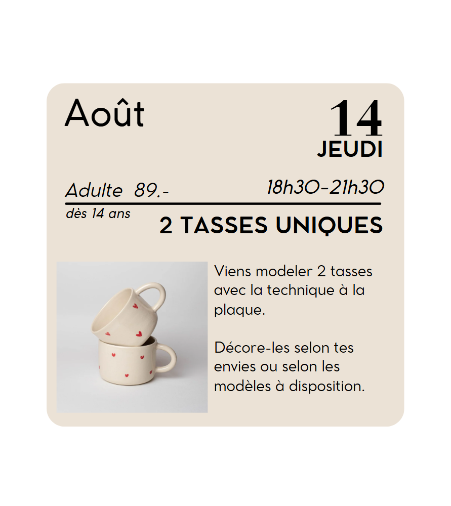 AOÛT - 2 Tasses uniques AOÛT - 2 Tasses uniques